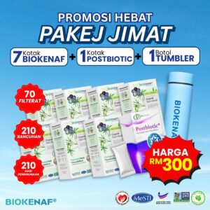 PAKEJ JIMAT (7 KOTAK BIOKENAF + 1 POSTBIOTIC + 1 TUMBLER )